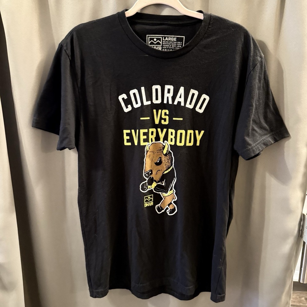 Colorado VS Everybody Graphic Print Black Shirt DNVR Men Sz L Colorado Buffaloes
